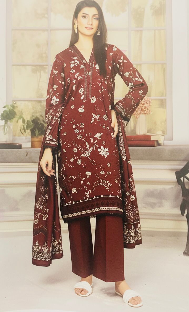 3PC PRINTED LINEN SUIT #A38