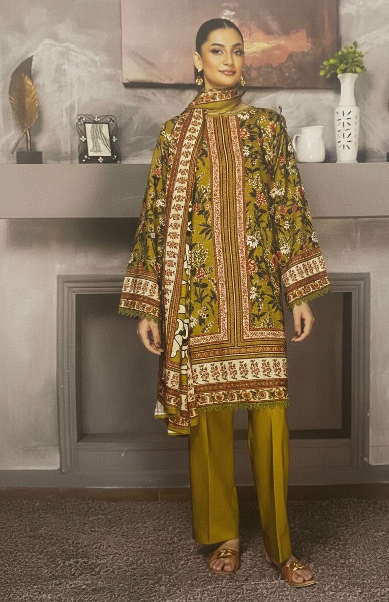 3PC LINEN UNSTITCHED #A31