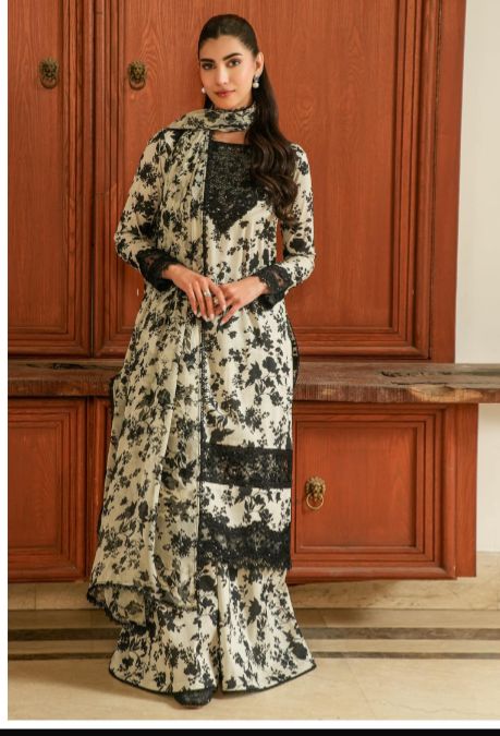 Aneela's Khaddar Print [Embroidered] A23