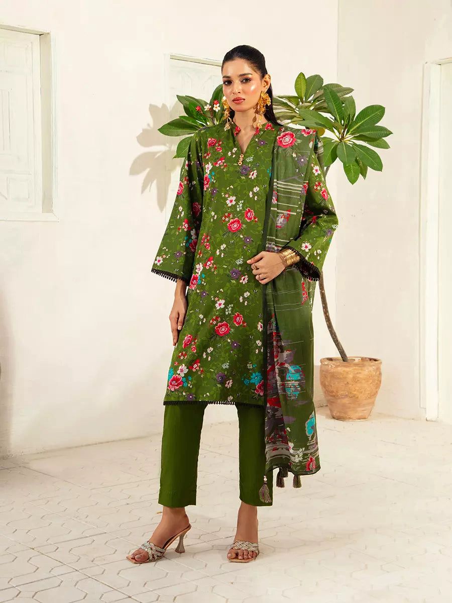 3PC UNSTITCHED BANA DORA PRINTED SUIT