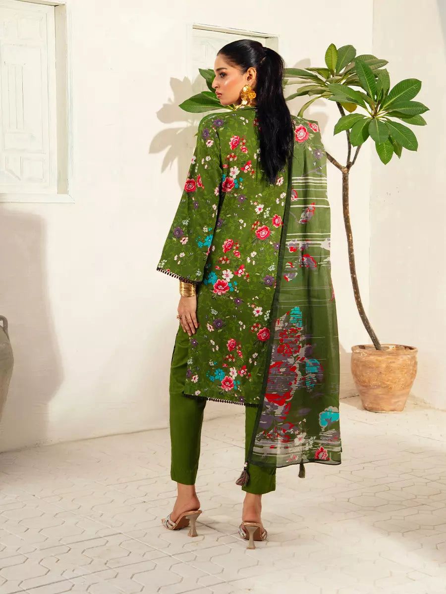 3PC UNSTITCHED BANA DORA PRINTED SUIT