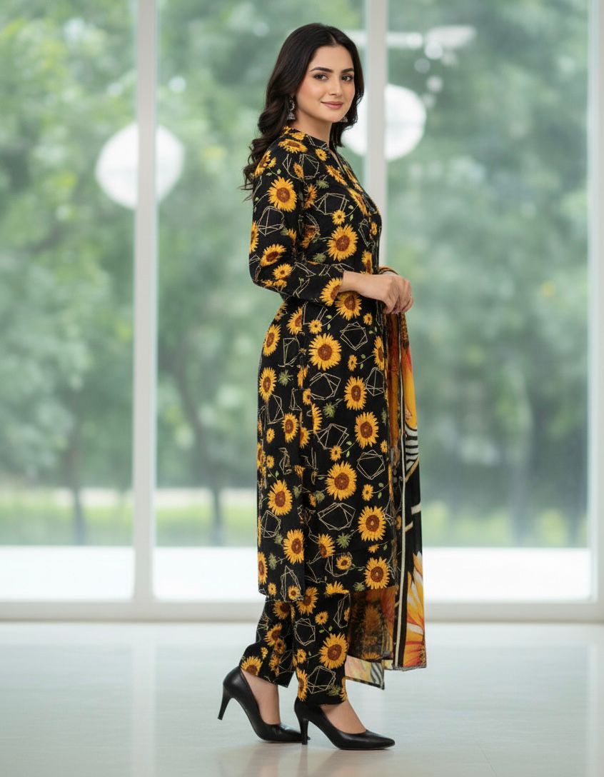 3PC Khaddar Printed Unstitched suit